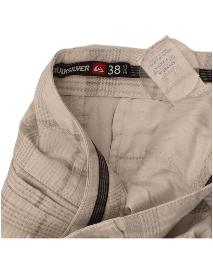 Pantaloni scurți chino QUIKSILVER pentru bărbați W38 XL, bumbac cu carouri albe