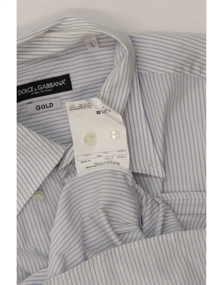 Cămașă pentru bărbați Dolce & Gabbana, mare, albastru, bumbac cu dungi