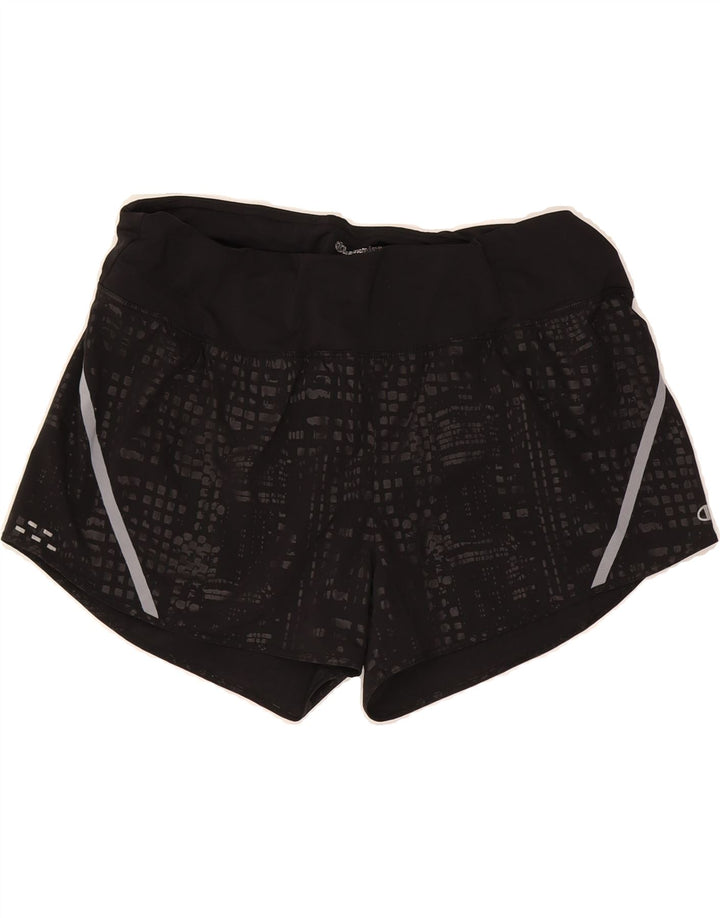 CHAMPION Womens Sport Shorts UK 16 Large Black Geometric Polyester Vintage Champion and Second-Hand Champion from Messina Hembry 
