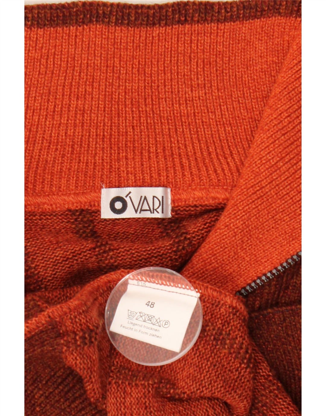 Pulover vintage pentru bărbați cu fermoar și gât IT 48 acrilic maro mediu