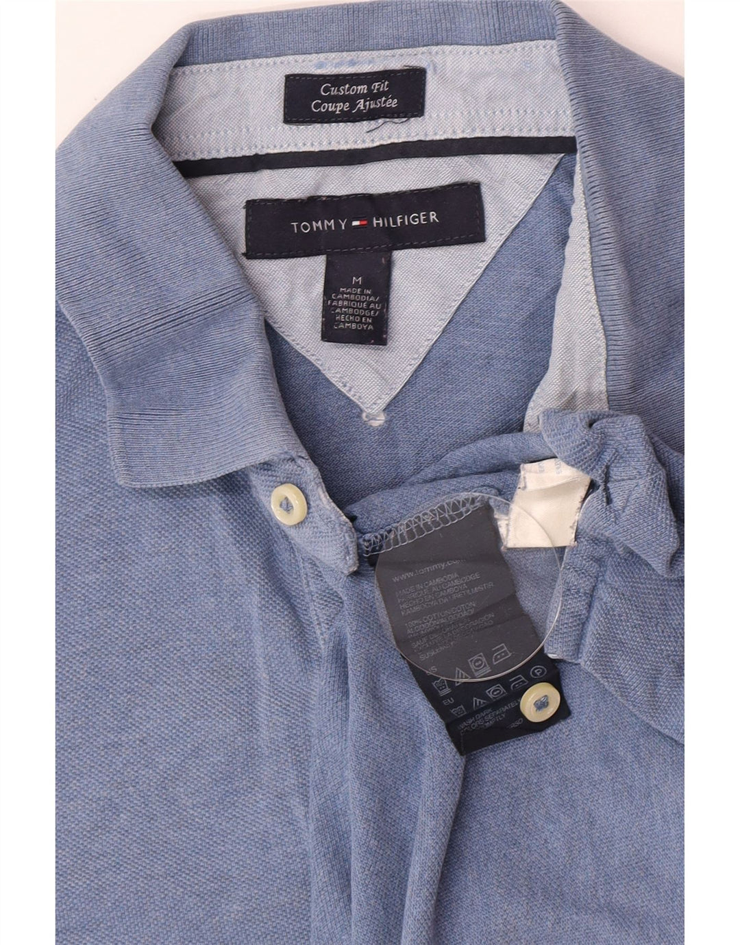 Tricou polo Tommy Hilfiger pentru bărbați, personalizat, bumbac albastru mediu