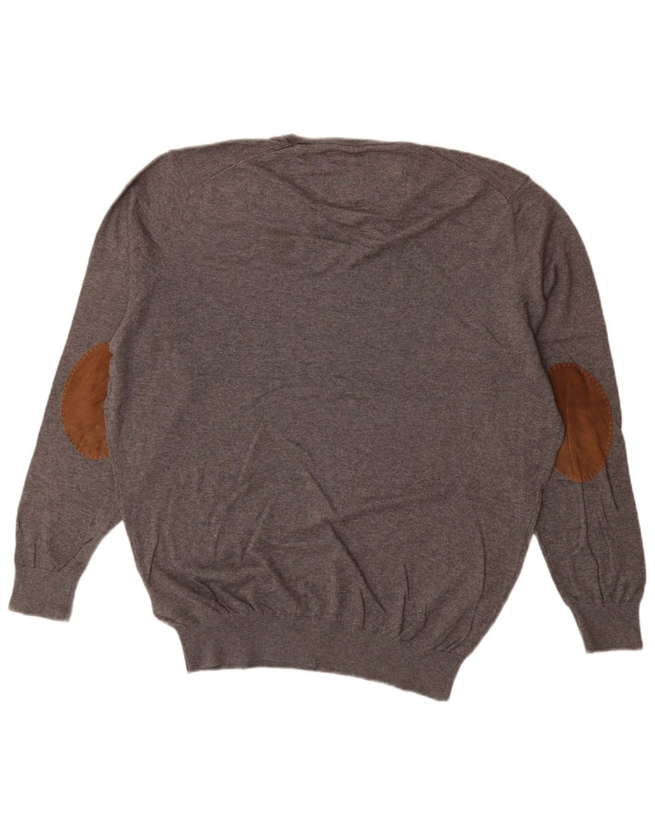 MASSIMO DUTTI Pulover cu decolteu în V pentru bărbați XL bumbac gri