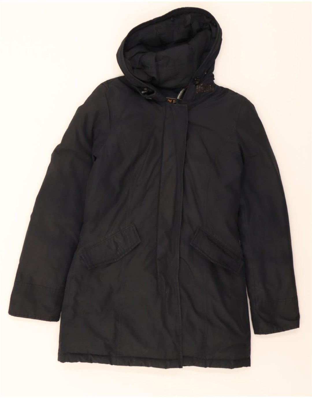 WOOLRICH Womens Hooded Padded Coat UK 6 XS Navy Blue Polyester Vintage Woolrich and Second-Hand Woolrich from Messina Hembry 