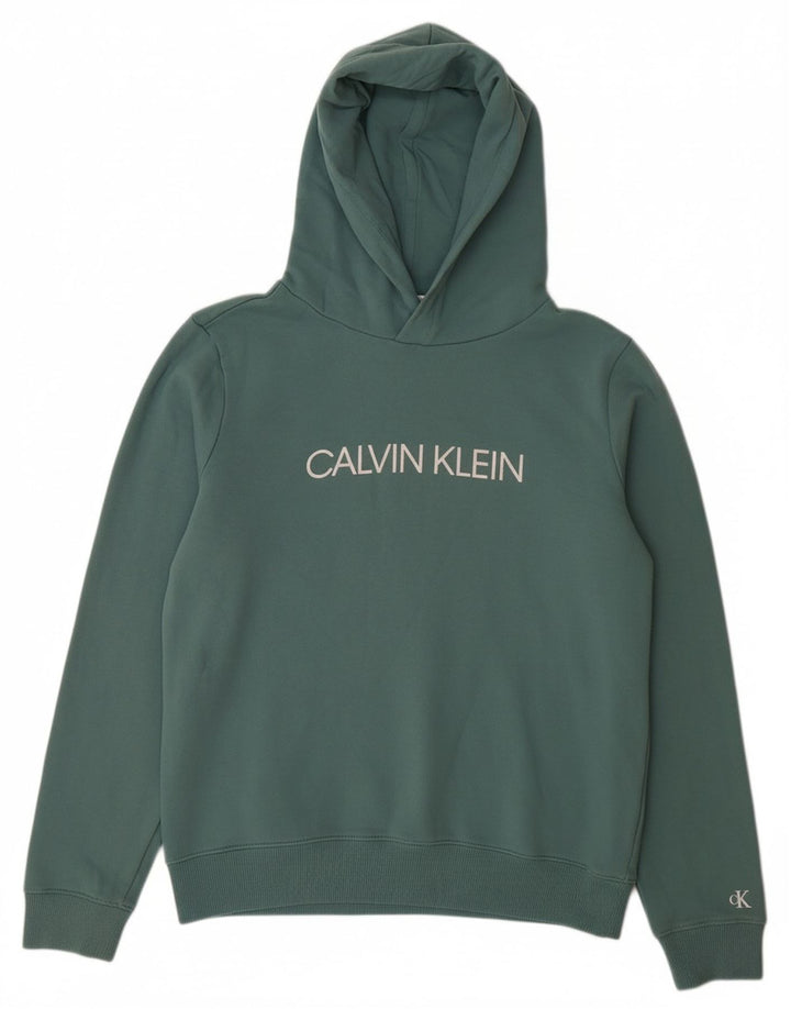 CALVIN KLEIN JEANS Pulover cu glugă cu grafic pentru băieți 13-14 ani, bumbac verde