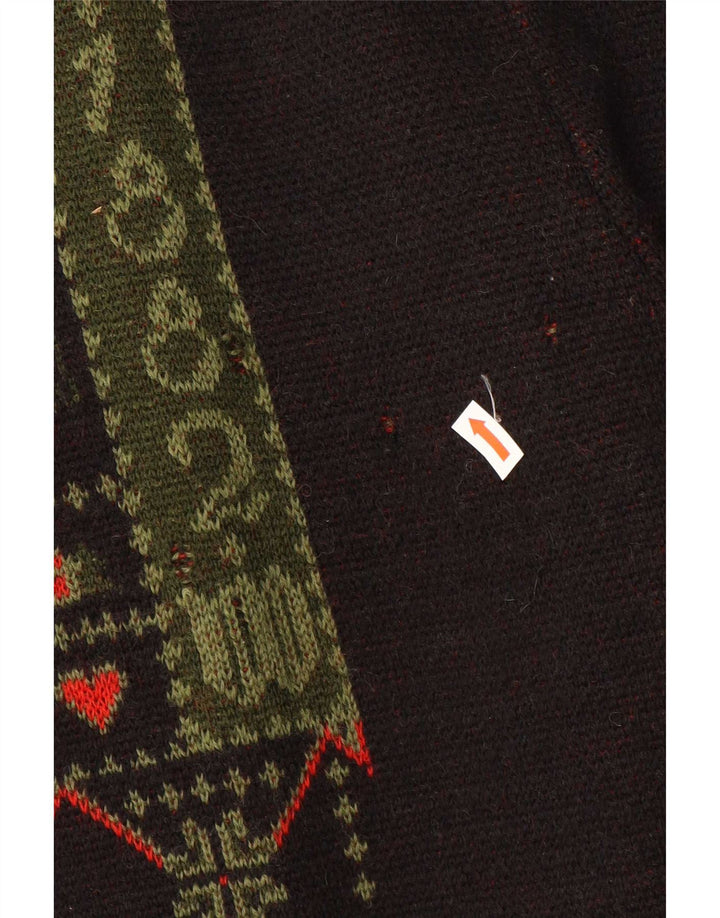 Pulover Cardigan Vintage pentru Damă Grafic IT 44 Maro Mediu Lână Geometrică