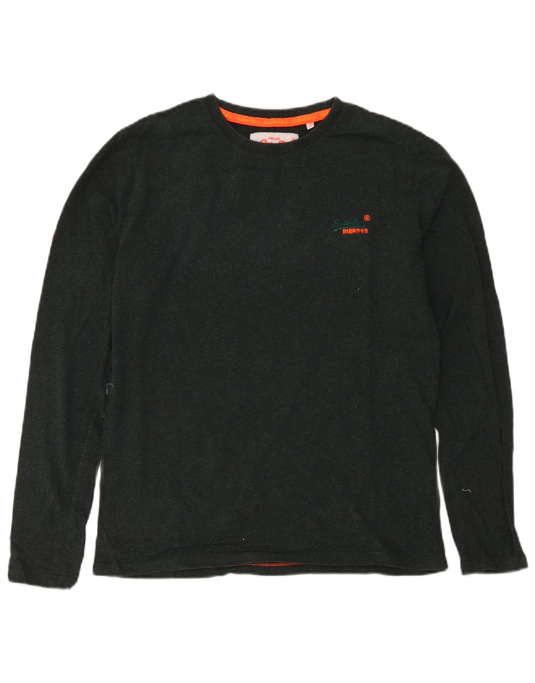 Top pentru bărbați Superdry cu mânecă lungă din bumbac verde mediu
