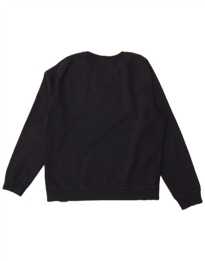 Hanorac grafic pentru bărbați PUMA Pulover mare din bumbac bleumarin