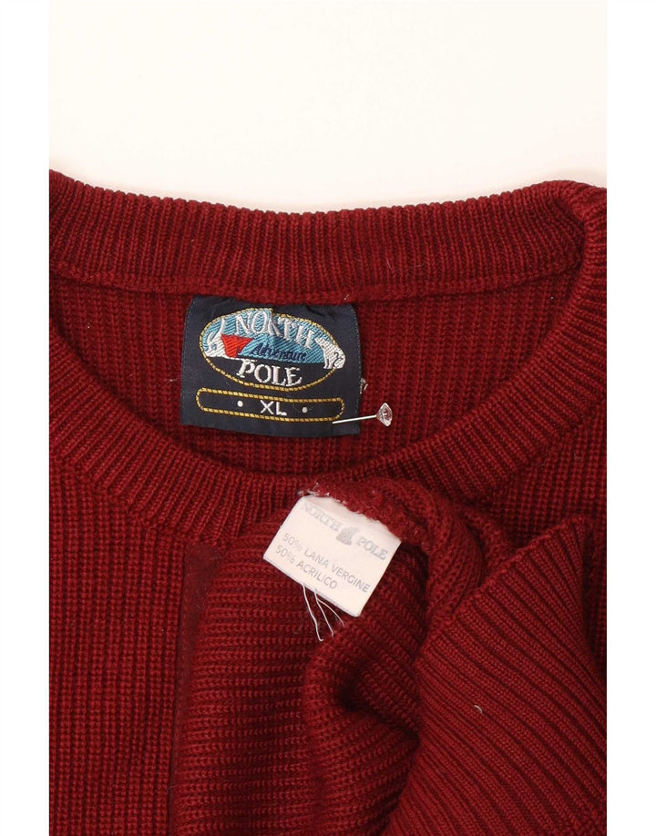 Pulover pentru bărbați North Pole cu decolteu rotund XL Lână Burgundy