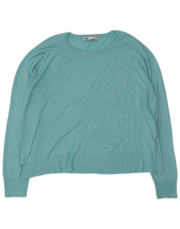 Pulover pentru femei supradimensionat cu gât de barcă Zara UK 16, mare, albastru, viscoză