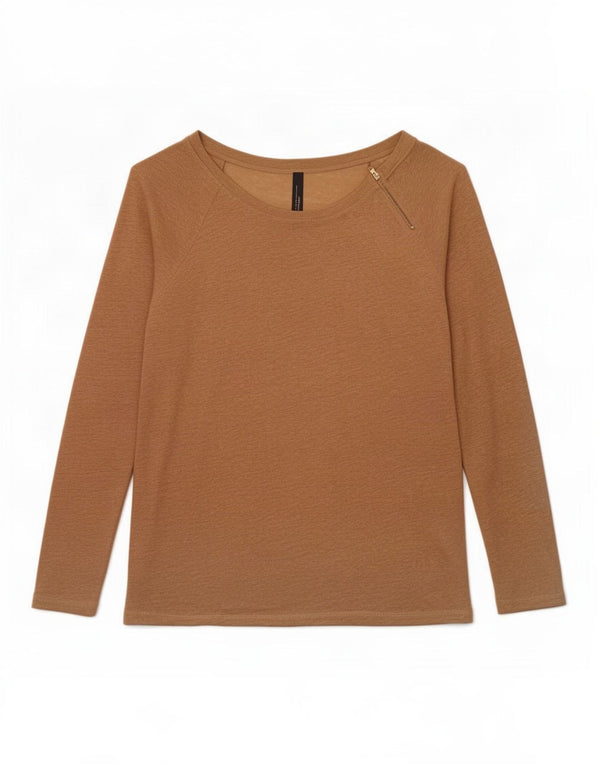 Top femeie Zara cu mânecă lungă UK 12 Medium Bej In