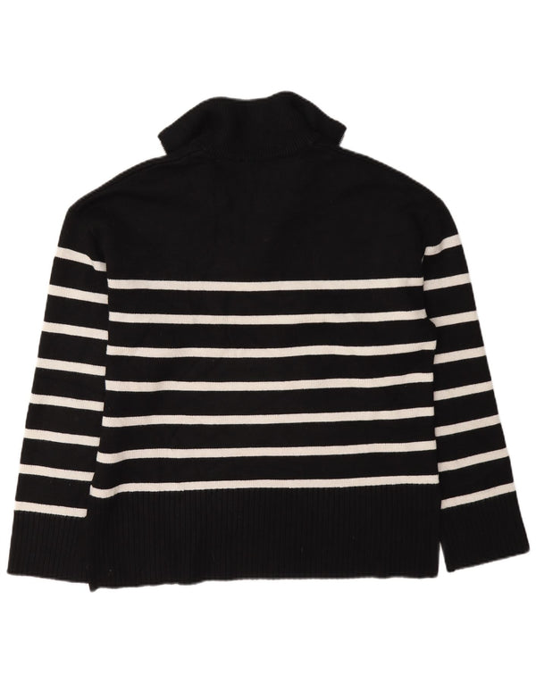 Pulover pentru femei Zara, supradimensionat, cu fermoar, cu gât, UK 10, cu dungi mici, negre