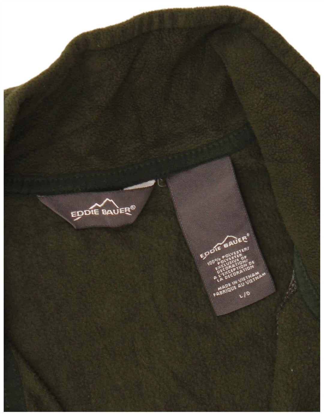 Pulover pentru bărbați Eddie Bauer, cu fermoar și gât, poliester verde mare
