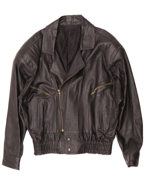 Jachetă de piele vintage pentru bărbați IT 46 Mic Negru Biker
