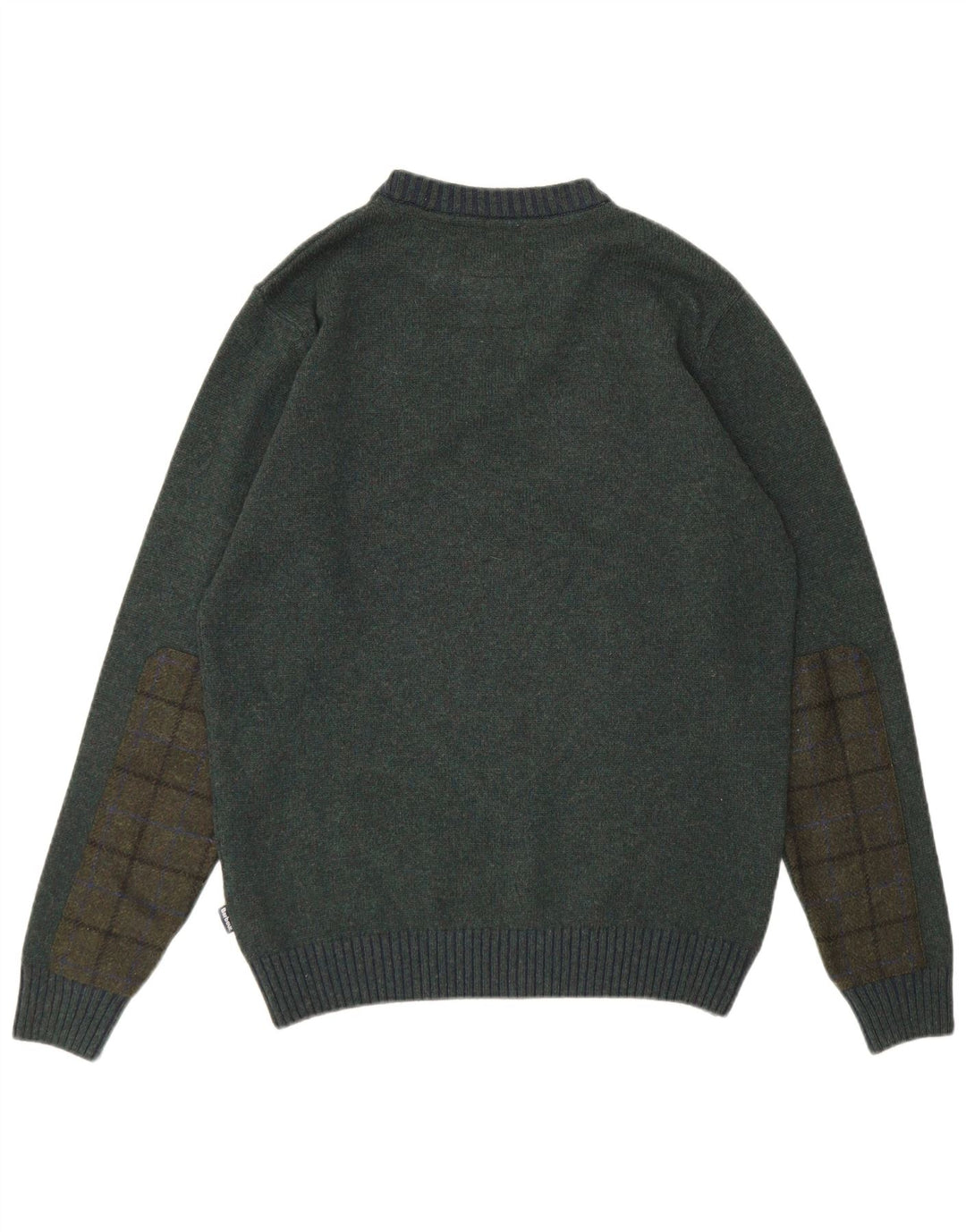 Pulover Barbour pentru bărbați cu decolteu rotund din lână color bloc verde mare