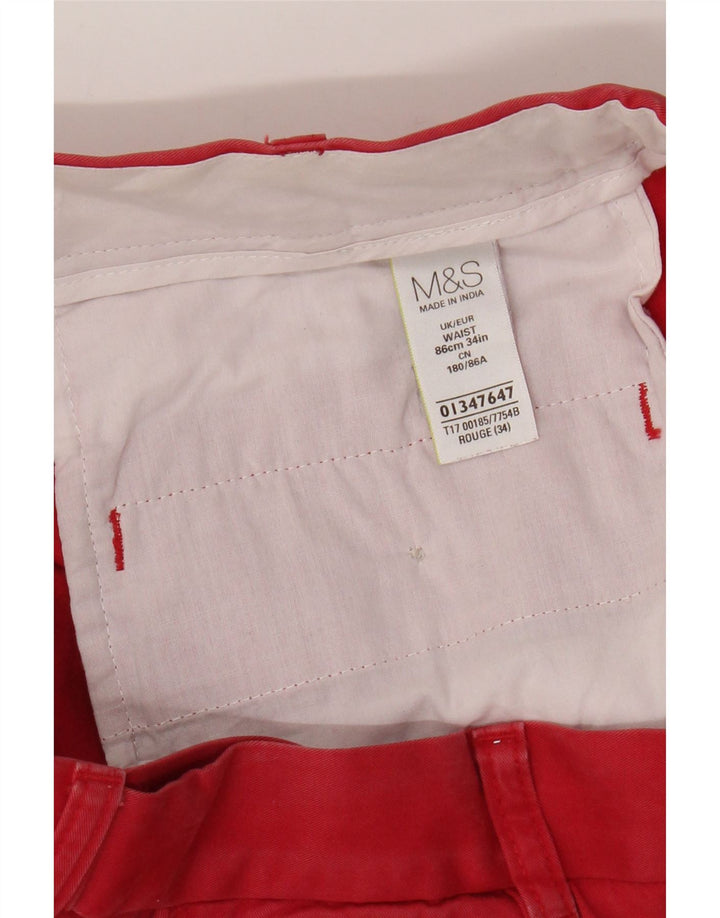 Pantaloni scurți chino pentru bărbați Marks & Spencer W34, bumbac roșu mare