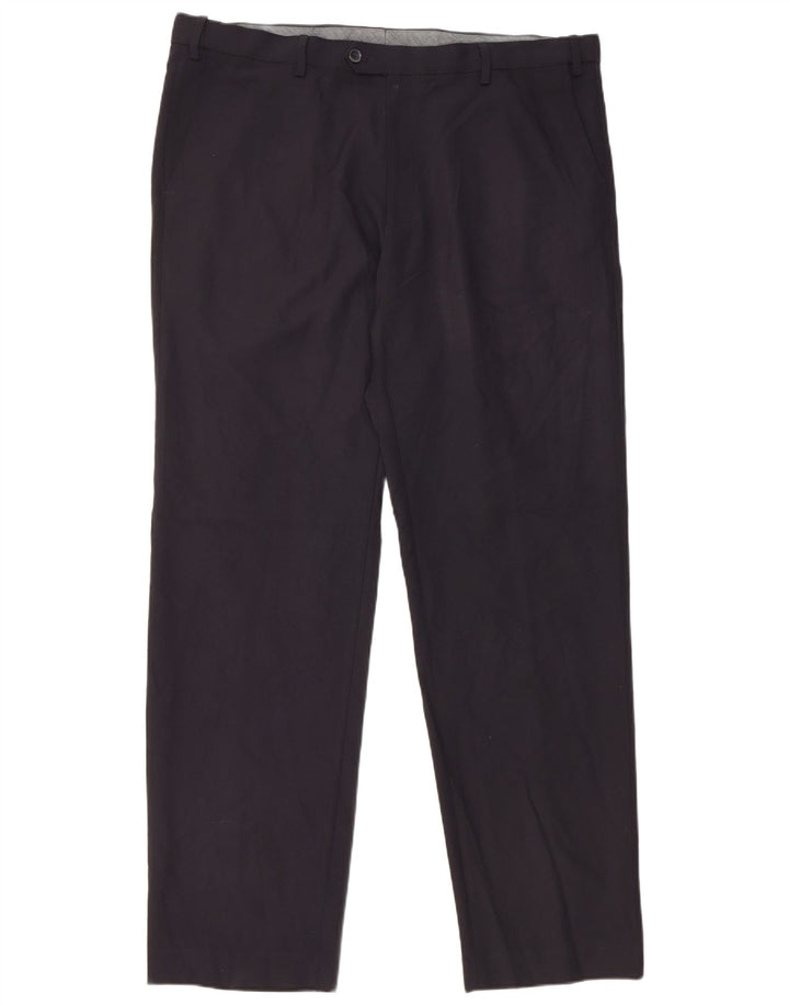 Pantaloni de costum pentru bărbați Marks & Spencer, cu ajustare normală, L40 L33, poliester bleumarin