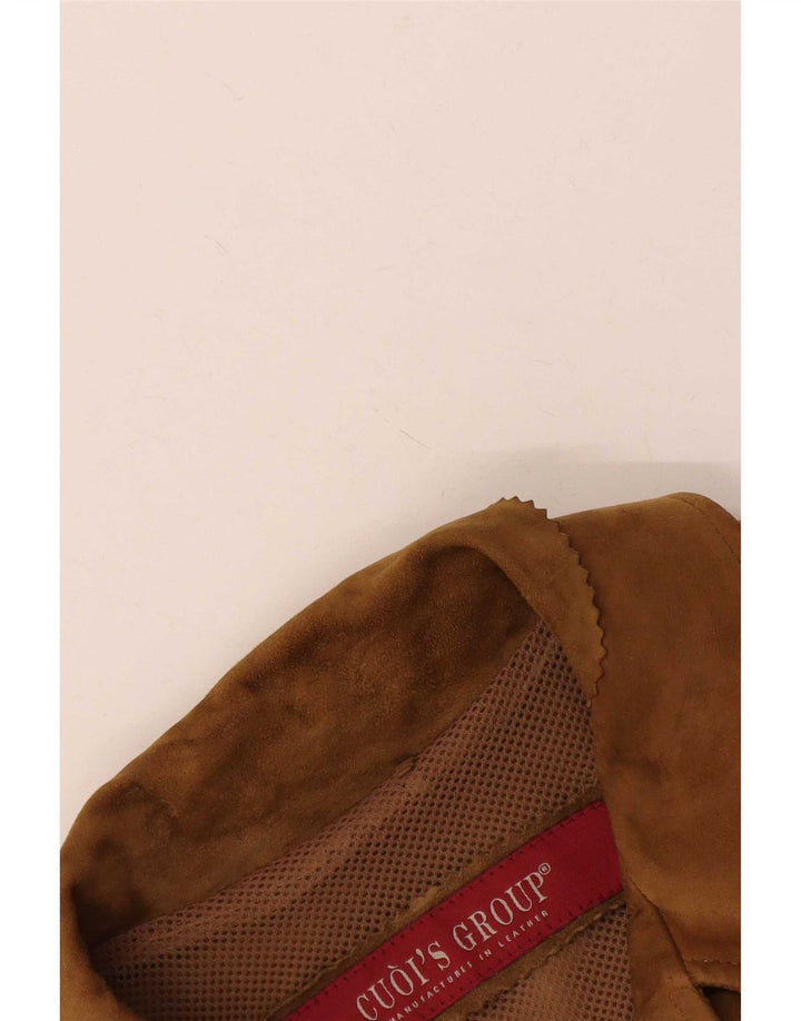 Pardesiu vintage pentru femei de piele intoarsa UK 16 mare bej