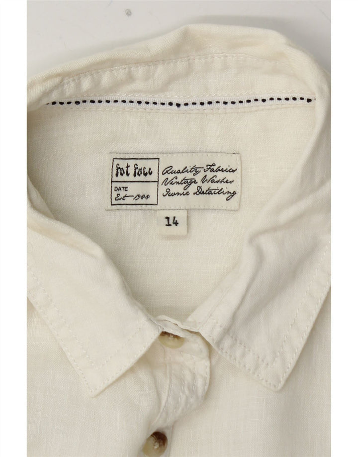 Cămașă FAT FACE pentru femei UK 14 Medium Off White Linen