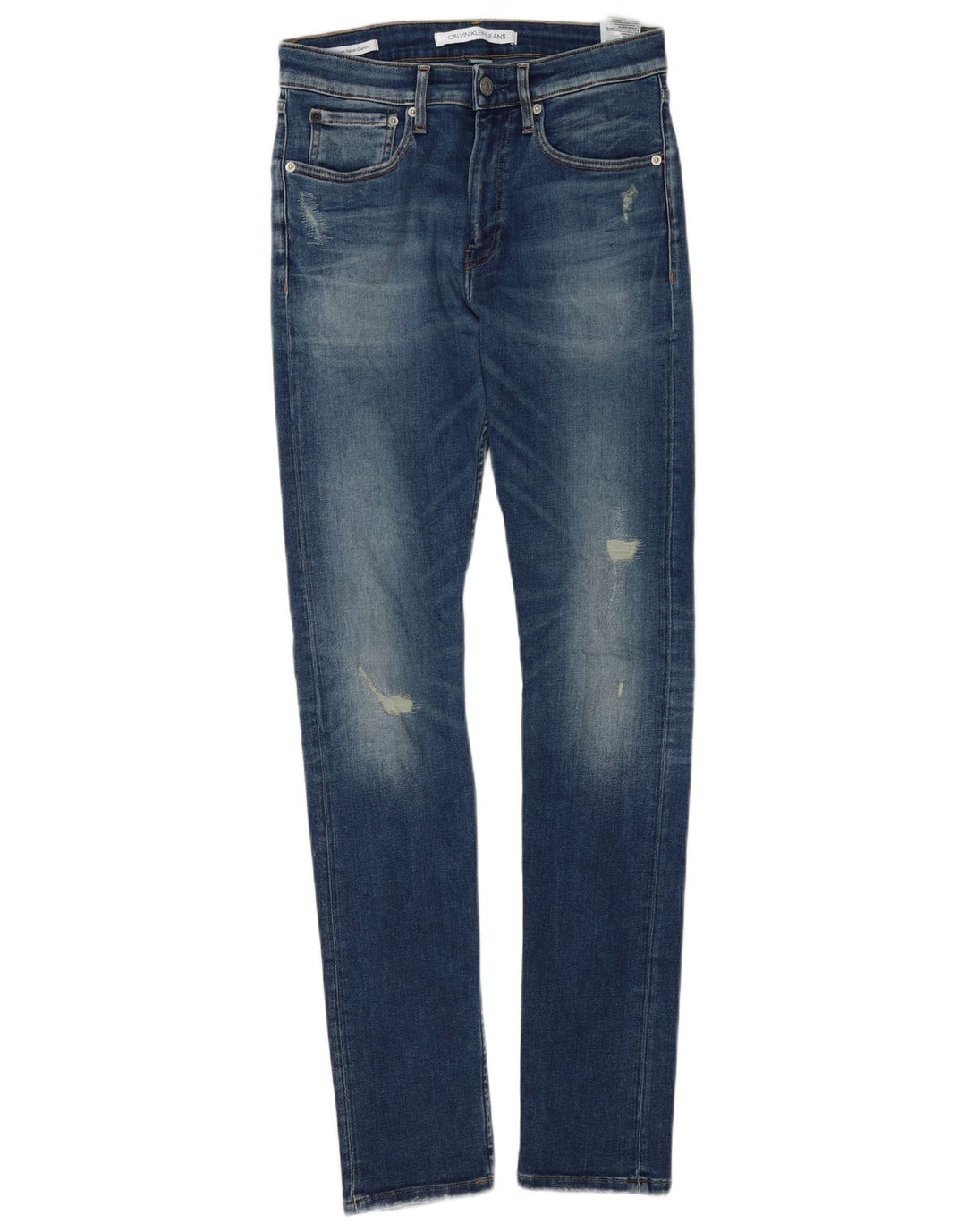 CALVIN KLEIN Blugi skinny distressed pentru bărbați W28 L32 bumbac albastru