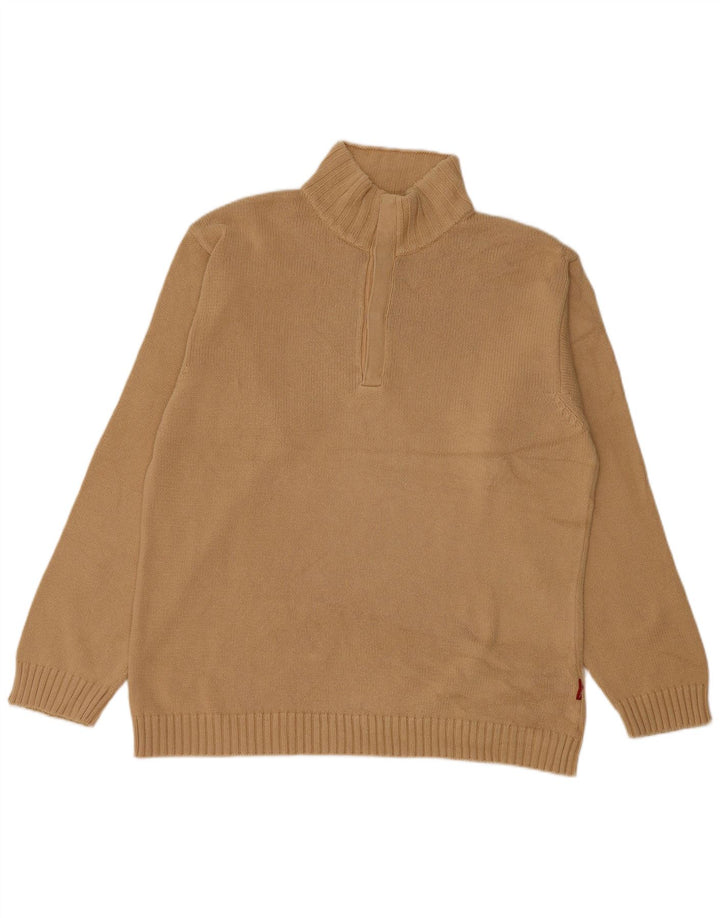 Pulover pentru bărbați Diadora cu gât cu nasturi, bumbac XL, bej