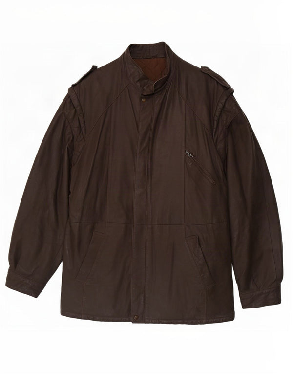 Jachetă militară din piele vintage pentru bărbați IT 54 2XL maro