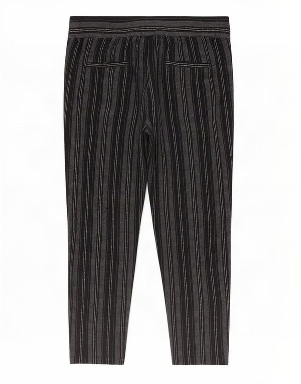 Pantaloni tăiați pentru femei Marks & Spencer UK 16 Large W36 L25 Negru cu dungi