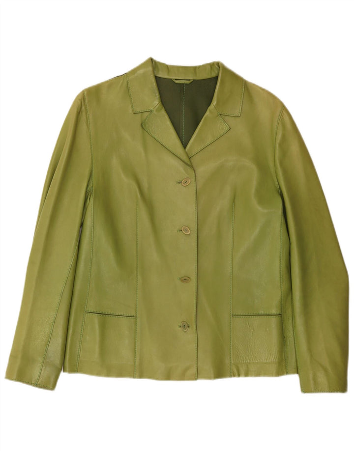 Jachetă Blazer din piele cu 4 nasturi Enrico Mandelli UK 14 verde mediu