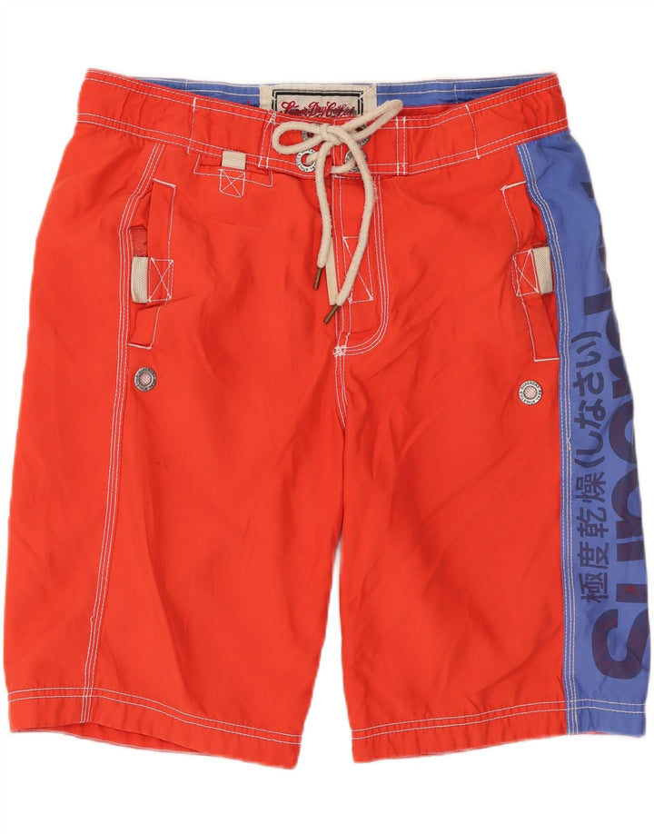 Pantaloni scurți de înot grafic pentru bărbați SUPERDRY, roșu, poliester color bloc