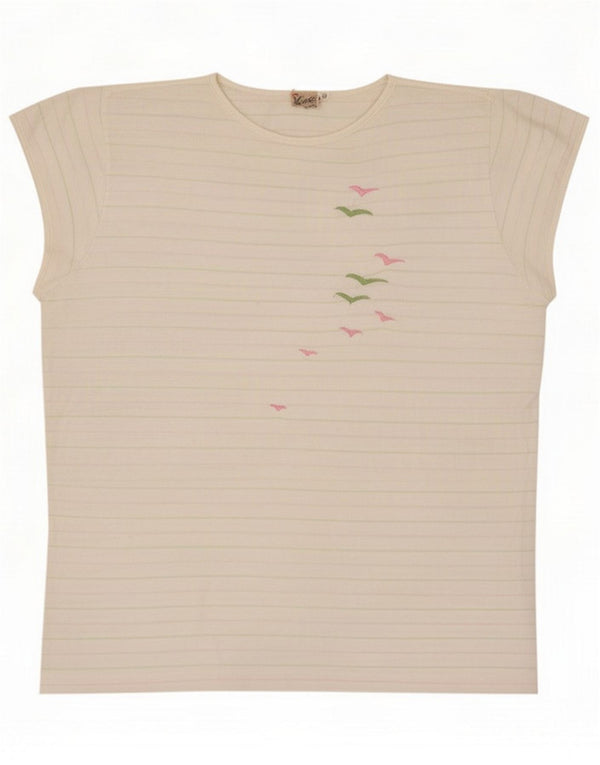 Vintage Womens Graphic T-shirt Top IT 46 Large White Striped