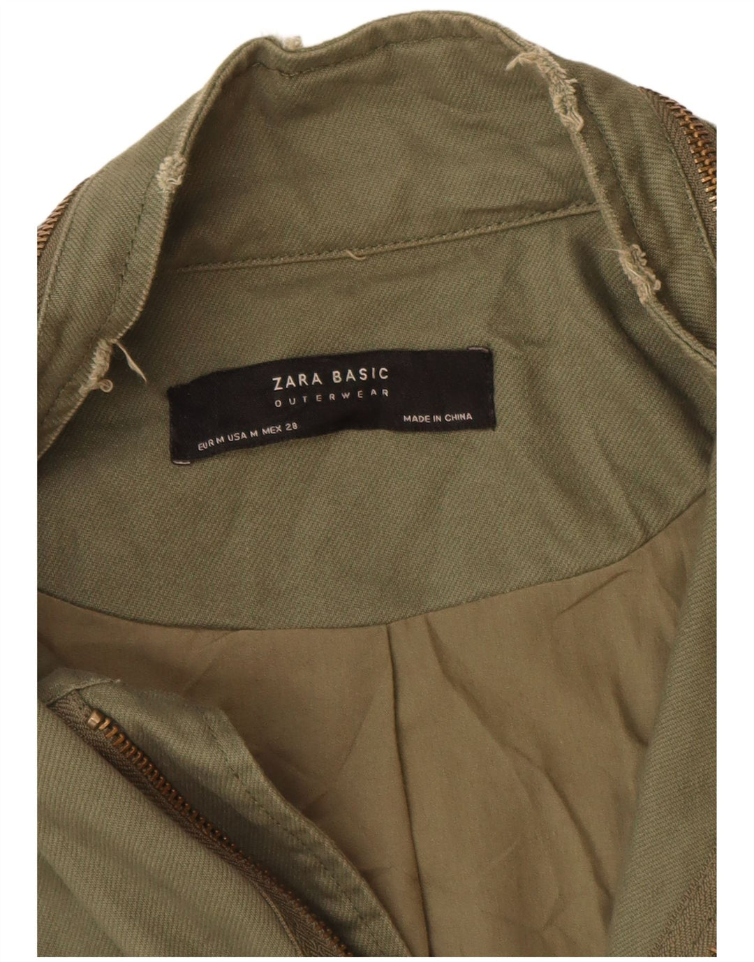 Jachetă militară pentru femei Zara UK 14 Medium Khaki Bumbac Army