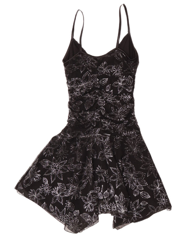 Rochie asimetrică fără mâneci pentru femei Jane Norman UK 14 Medium Black Floral