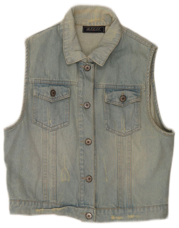 Gilet de denim crop vintage pentru femei UK 18 XL, bumbac albastru