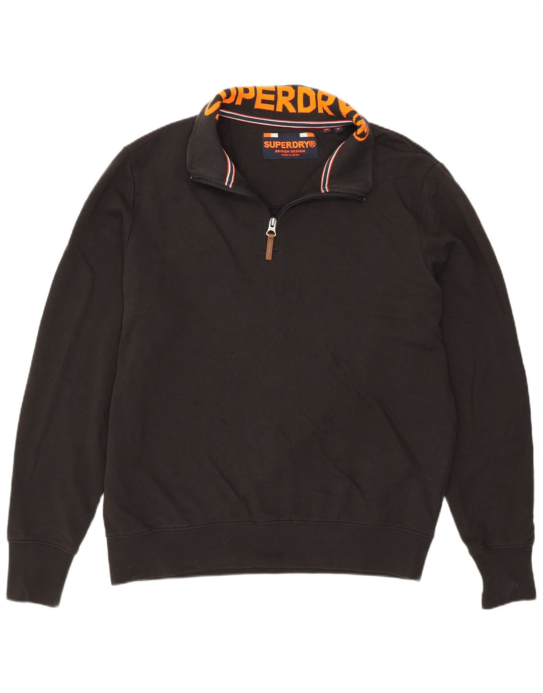 Pulover Superdry pentru bărbați, cu fermoar și gât, bumbac negru XL