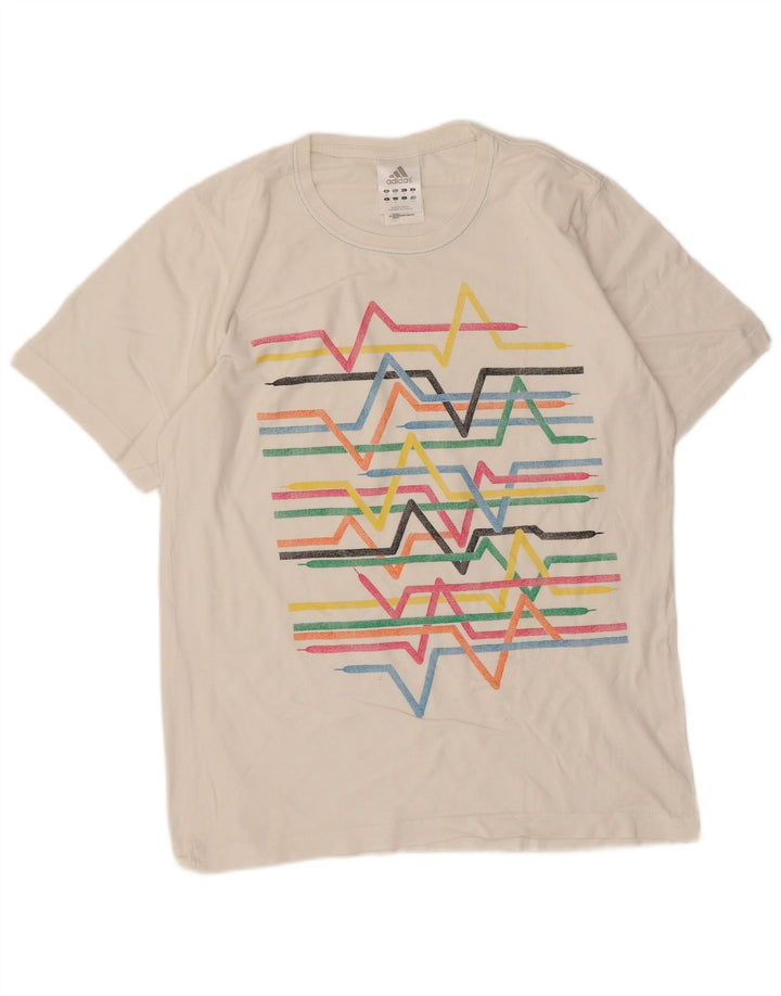 Tricou grafic pentru bărbați Adidas Top Mediu Alb Geometric Bumbac