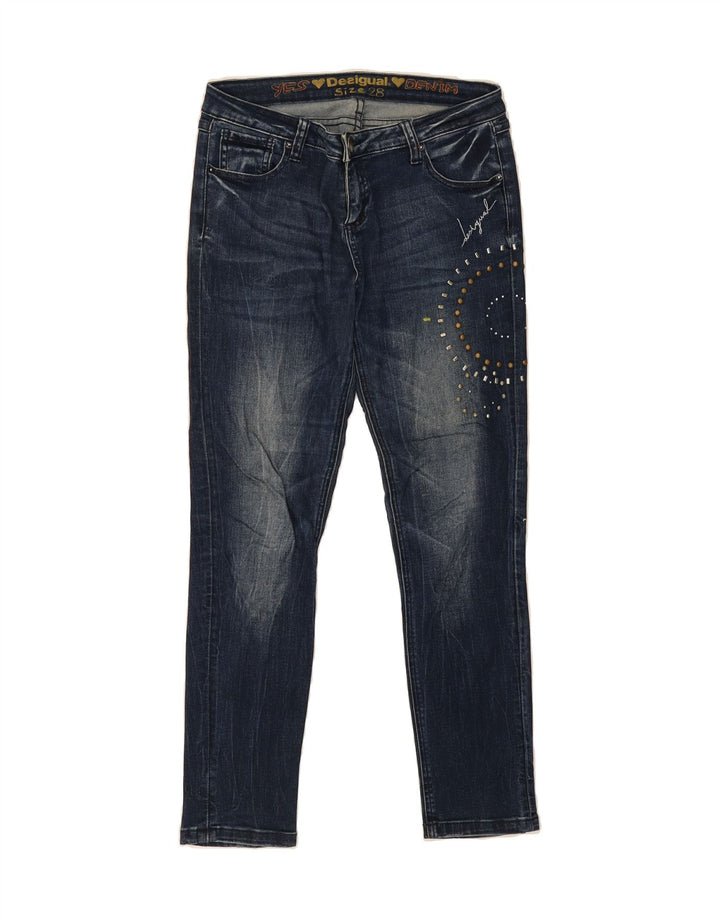 DESIGUAL Womens Slim Jeans W28 L27 Navy Blue Vintage Desigual and Second-Hand Desigual from Messina Hembry 