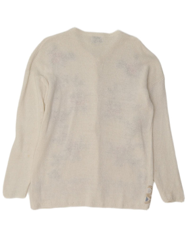 Pulover cardigan Bottega Verde pentru femei UK 16, mare, alb, cu flori ramie