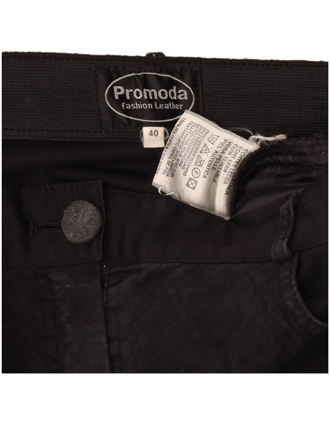 Promoda Pantaloni casual de piele intoarsa pentru femei EU 40 Medium W28 L30 Black Classic