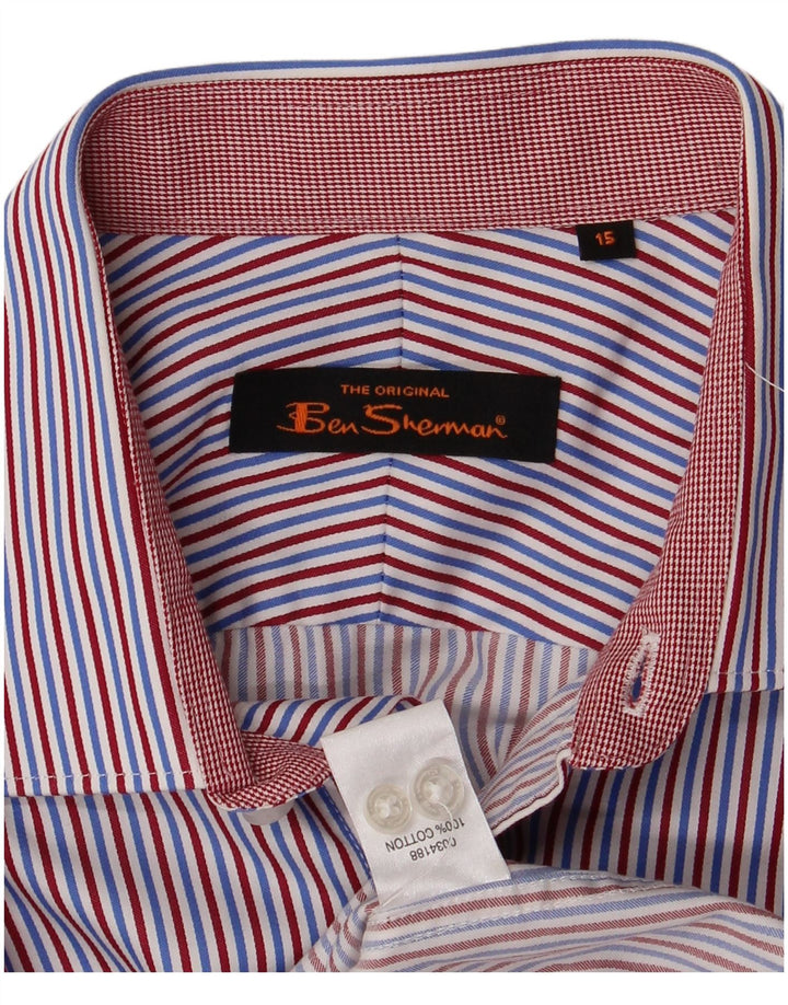 BEN SHERMAN Cămașă pentru bărbați Mărimea 15 Bumbac cu dungi albastre medii