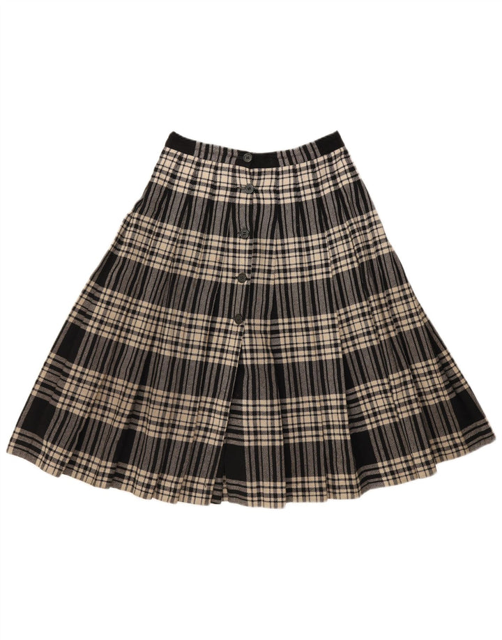 Fusta plisată vintage pentru femei W26, carouri mici, negre