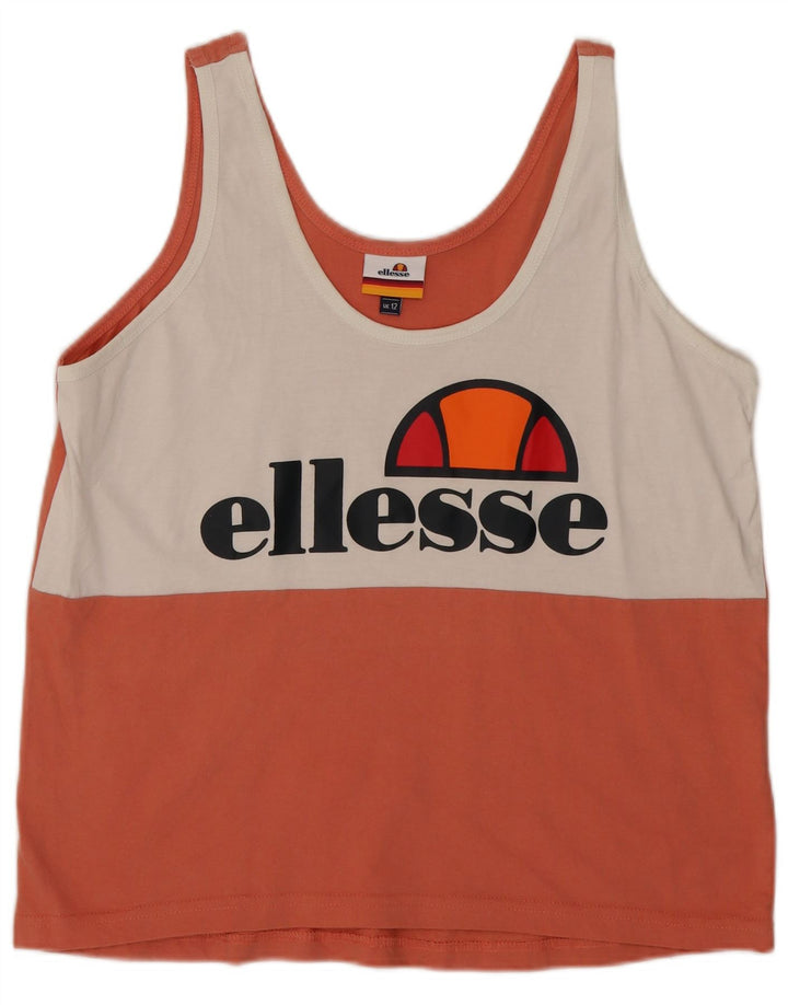 Vestă cu grafică pentru femei Ellesse, UK 12, bumbac color-bloc portocaliu mediu