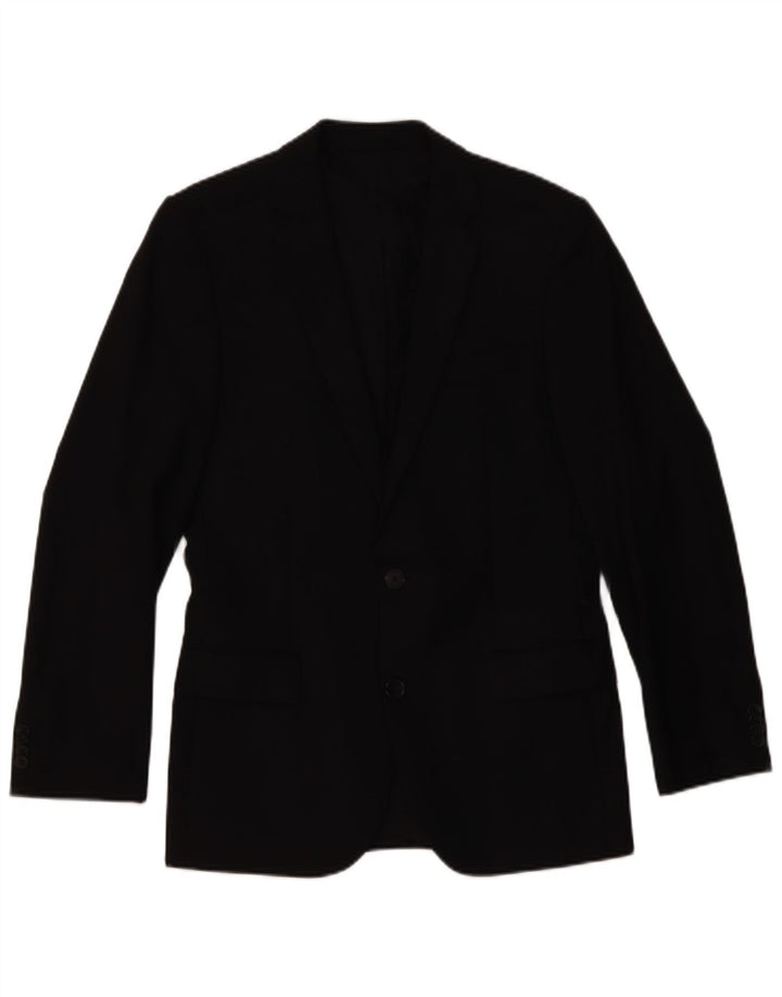 Jachetă blazer pentru bărbați Hugo Boss cu 2 nasturi UK 44 XS Lână neagră