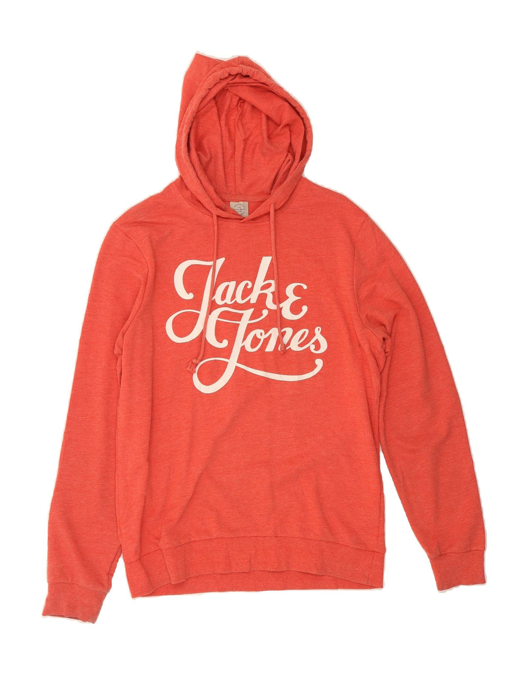 JACK & JONES Mens Graphic Hoodie Jumper Medium Red Polyester Vintage Jack & Jones and Second-Hand Jack & Jones from Messina Hembry 