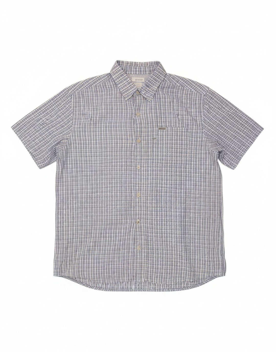 COLUMBIA Mens Short Sleeve Shirt Large Blue Check Polyester