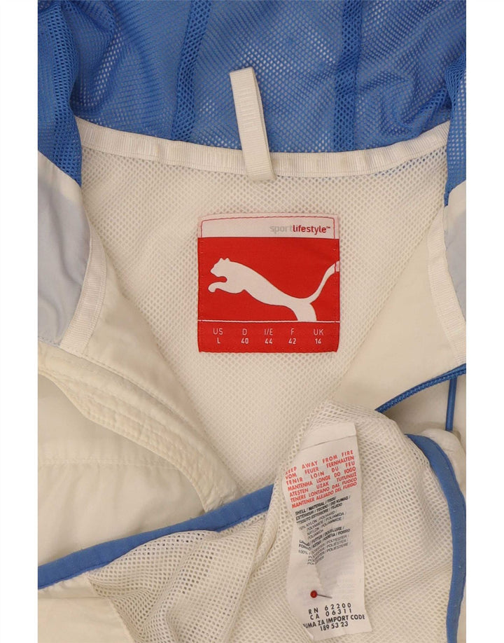 Jachetă de ploaie cu glugă Puma pentru femei UK 14, mare, alb, nailon
