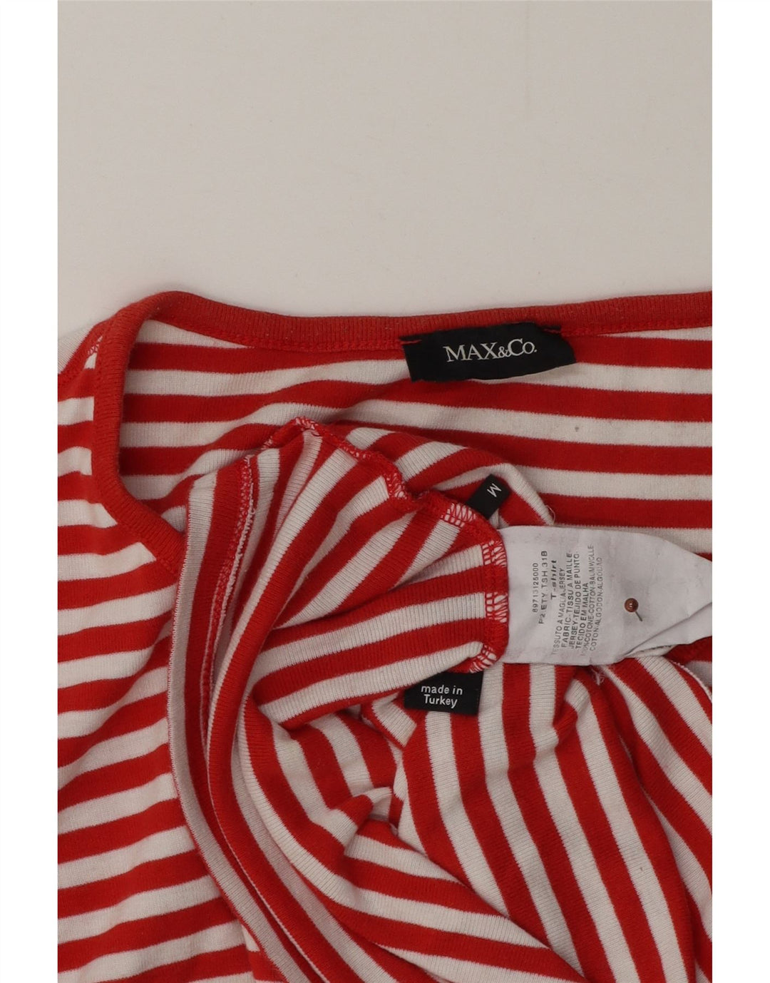 Max & Co. Tricou grafic pentru femei Top UK 12 Bumbac cu dungi roșii medii