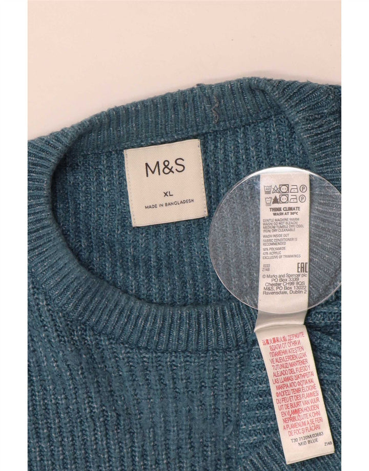 Pulover pentru bărbați Marks & Spencer, cu gât crew, XL, poliamidă, albastră