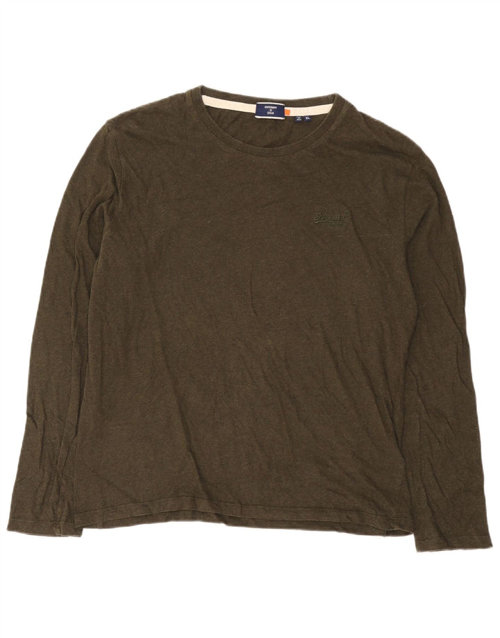 Top pentru bărbați Superdry cu mânecă lungă XL din bumbac kaki
