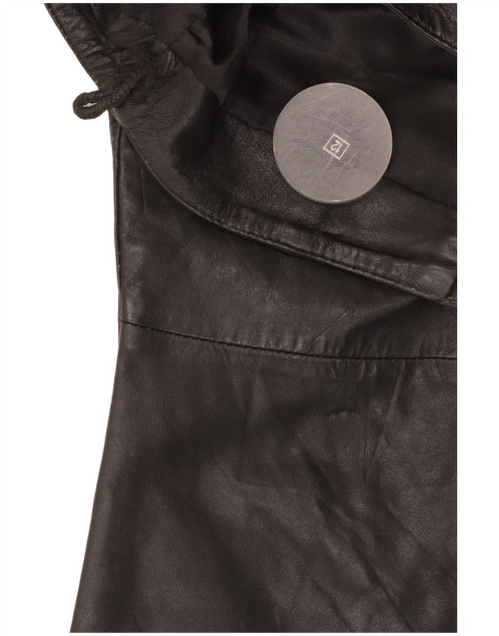 VINTAGE Pantaloni de piele bootcut pentru femei UK 12 Medium W30 L32 Negru