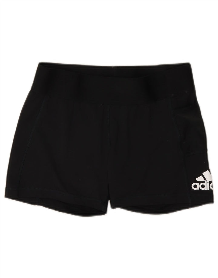 Pantaloni scurți sport grafic Adidas pentru femei UK 12 Poliester mediu negru