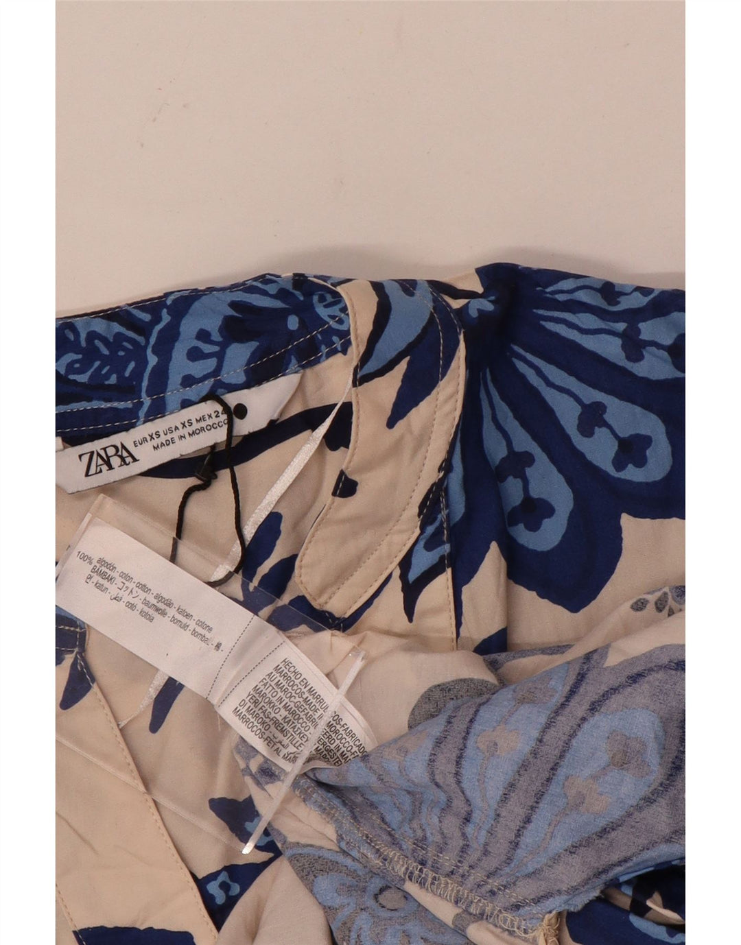 Cămașă Pulover supradimensionată pentru femei Zara UK 6 XS Bej, bumbac floral